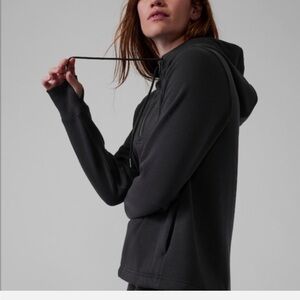 Athleta Cozy Karma 1/4 Zip Hoodie Pullover Sweatshirt Black Women Small 632053